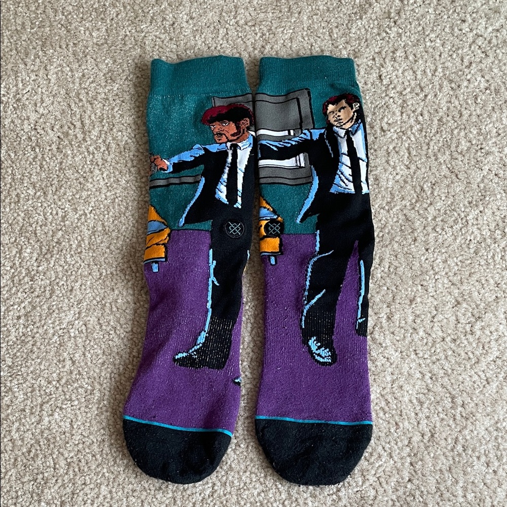 Pulp Fiction Stance Men's Graphic Socks - Teal, Purple, and Black
